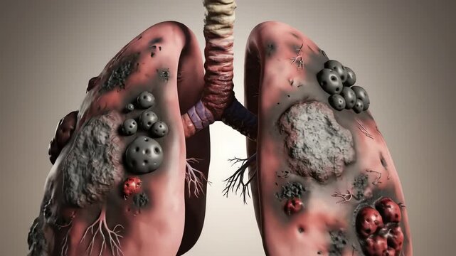 Human lungs damaged by modern smoking and vaping
