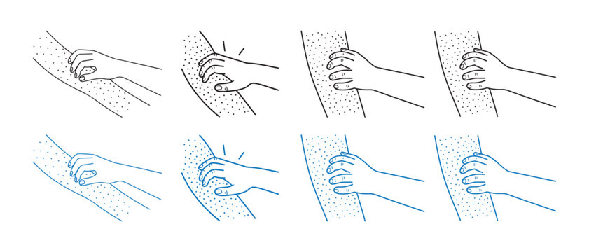 Set of Hand Scratching Itchy Skin Icons. in Gray and Blue Tones.