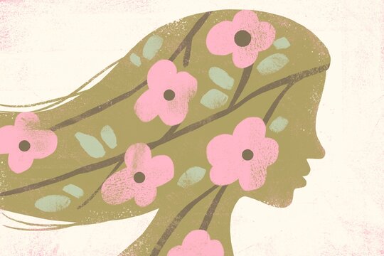 Female silhouette with floral pattern