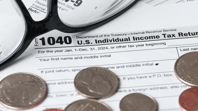 1040 Tax Return IRS Document Closeup Filing