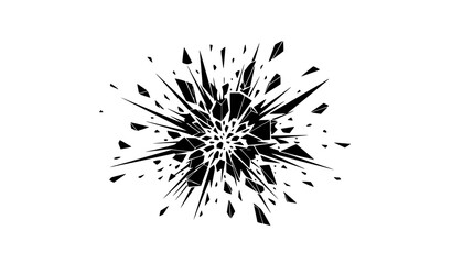A black explosion icon with sharp fragments on a white background © Nirob