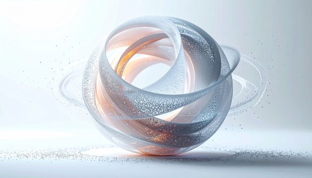 Abstract, iridescent sphere with light gradient and shimmering particles