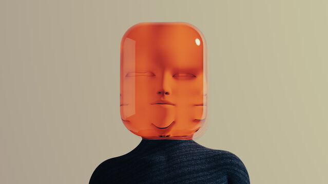 Portrait of woman with glass distortion representing thought process