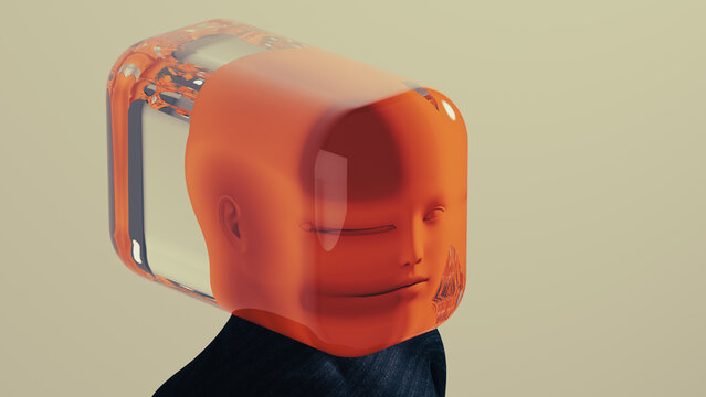 Portrait of woman with glass distortion representing thought process