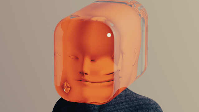 Portrait of woman with glass distortion representing thought process