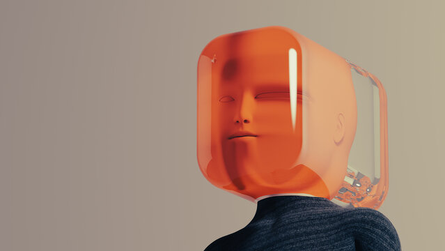 Portrait of woman with glass distortion representing thought process