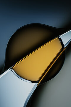 Abstract Glass Sphere and Fluid Metal Composition 
