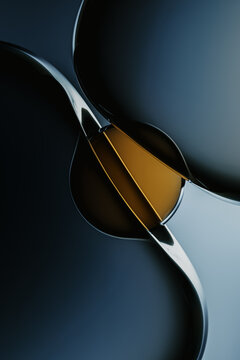 Abstract Glass Sphere and Fluid Metal Composition 