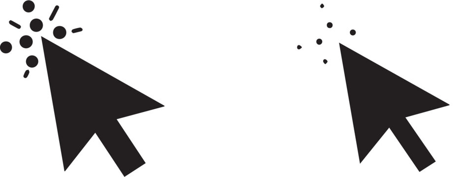 Mouse cursor click icons on transparent background.