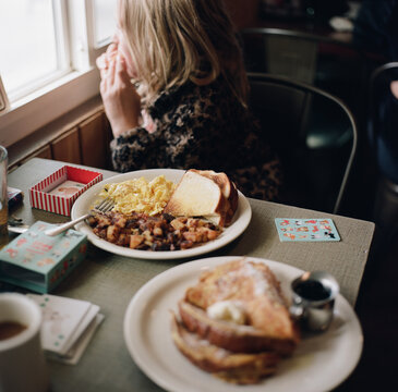 Girl eating breakfast