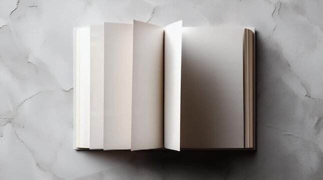 Open book mockup on textured concrete surface perfect for showcasing album layouts editorial designs branding concepts and creative project presentations with a minimalist aesthetic