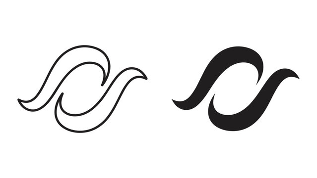 Vector swirl shapes in black on white background for design and decoration