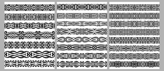 Fototapeta na wymiar Vector set of black Seamless Borders