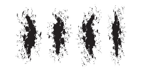 Obraz premium Set of four abstract black ink splashes and grunge brush strokes.