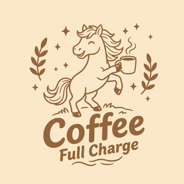 Horse Holding Coffee Cup High.