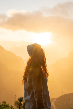 Woman warm sunset portrait