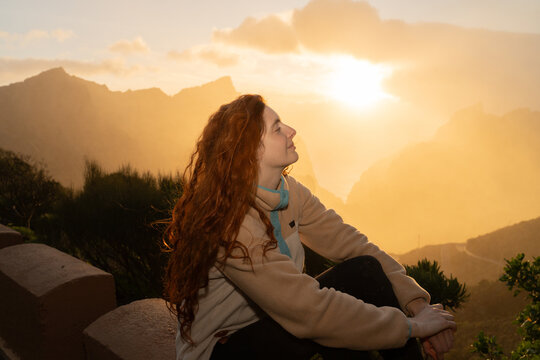 Woman portrait sunset flash