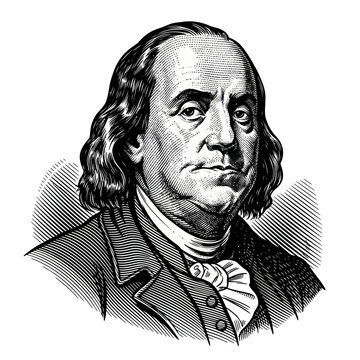 Benjamin Franklin Portrait Engraving - Founding Father Icon