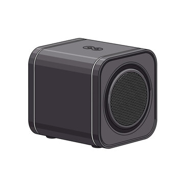 Black portable Bluetooth speaker on white background