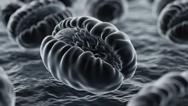 High oxygen availability shows mitochondria emitting strong ATP pulses with bright internal glow, while low oxygen results in weaker, spaced-out pulses