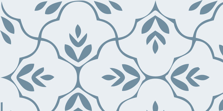 Elegant seamless pattern with stylized leaves and quatrefoil shapes.