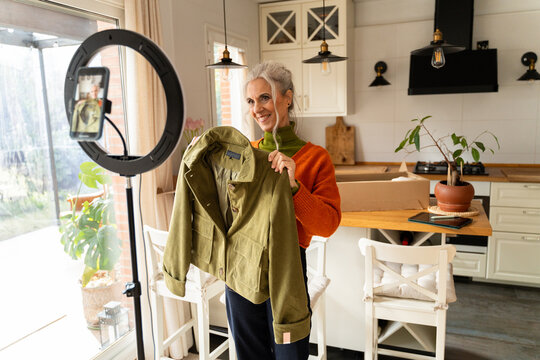 Senior woman creating fashion content