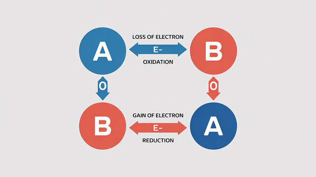 A scientific diagram showing a redox reaction process