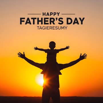 Warm 'happy father's day' wishes silhouette of father and son at sunset