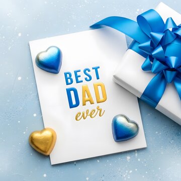 Happy father's day 'best dad ever' gift card with chocolate hearts