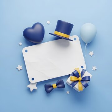 Happy father's day festive card with gifts heart and top hat celebration