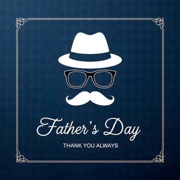 Happy father's day stylish hat glasses graphic for celebrating dad