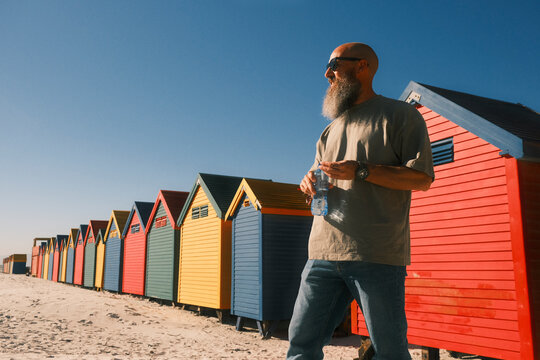 Bearded man in  Muizenberg beach huts