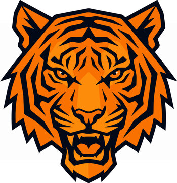 Tiger Face Closeup Illustration.