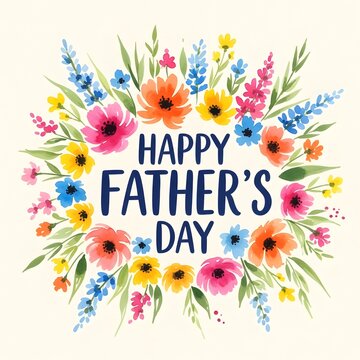 Happy father's day vibrant floral greeting card for dad celebrate with love