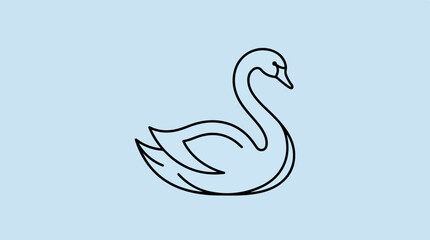 Fototapeta premium Black line drawing of swan bird.