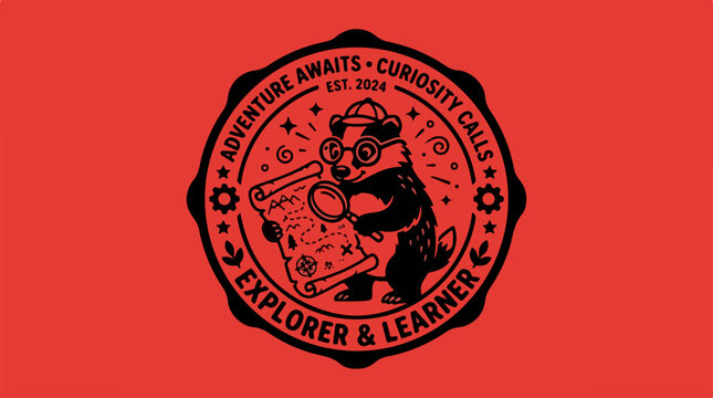 Black bear explorer learner logo icon.