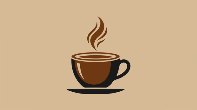 Brown Coffee Cup with Steam Rising.