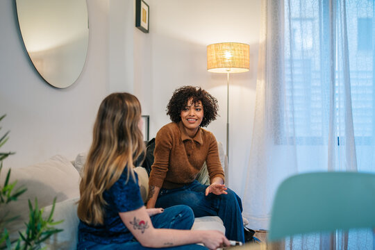 Friends sharing conversations and bonding at home