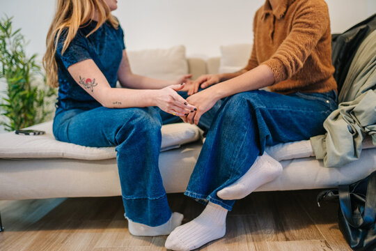 People sharing connection and support at home