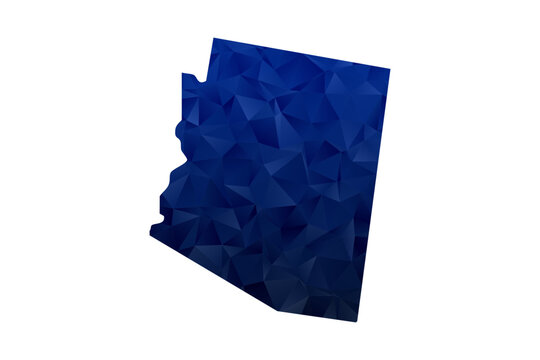 Arizona Map - Polygon Style Vector Illustration in Dark Blue Gradient, Low Poly Geometric Design, Isolated on White Background for Infographics and Education.