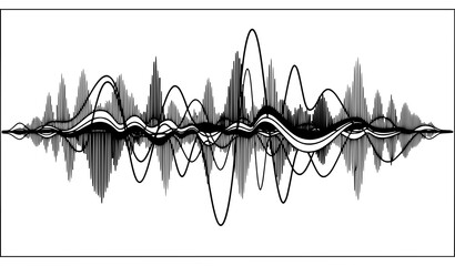 A minimalist vector graphic illustration of a sound wave design © Nirob