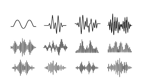 A set of sound wave icons in a minimalist flat design style