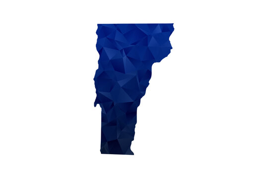 Vermont Map - Polygon Style Vector Illustration in Dark Blue Gradient, Low Poly Geometric Design, Isolated on White Background for Infographics and Education.