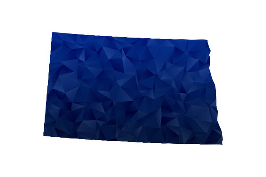 North Dakota Map - Polygon Style Vector Illustration in Dark Blue Gradient, Low Poly Geometric Design, Isolated on White Background for Infographics and Education.