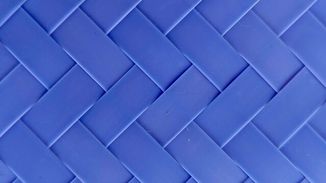 Blue Woven Plastic Texture Background &ndash; Synthetic Basket Pattern Surface for Design Template