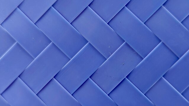 Blue Synthetic Woven Surface Texture &ndash; Abstract Plastic Pattern Background with Copy Space