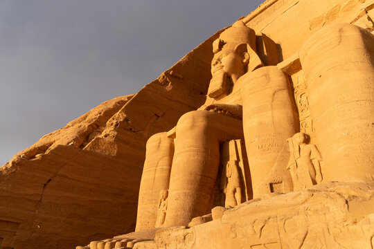 Statue of Ancient King at Abu Simbel Temple in Egypt