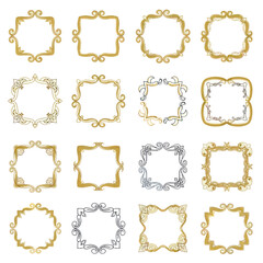 Obraz premium Collection of 16 Ornate Golden and Silver Decorative Borders and Frames