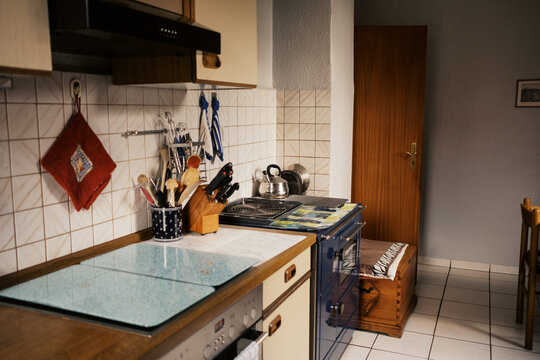 real old and vintage German kitchen with nobody 