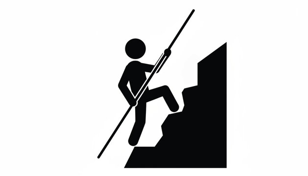 Runner silhouette with pickaxe icon symbolizing mining extraction and labor work on construction sites